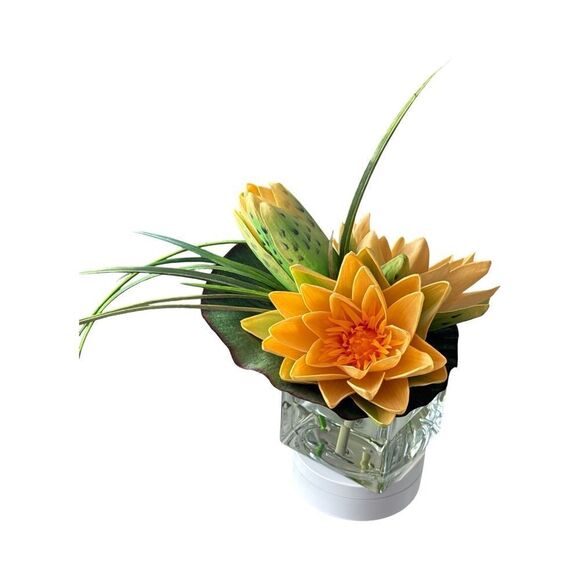 Lotus Blossom & Lily Pad Silk Flower Arrangement - Picture 3 of 5